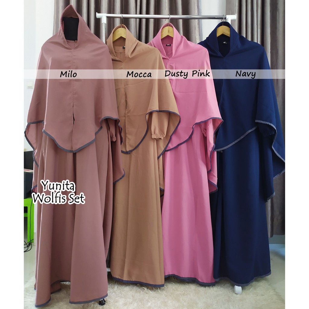 set hijab terlaris..!! Syar'i gamis Wolfis set Grade A