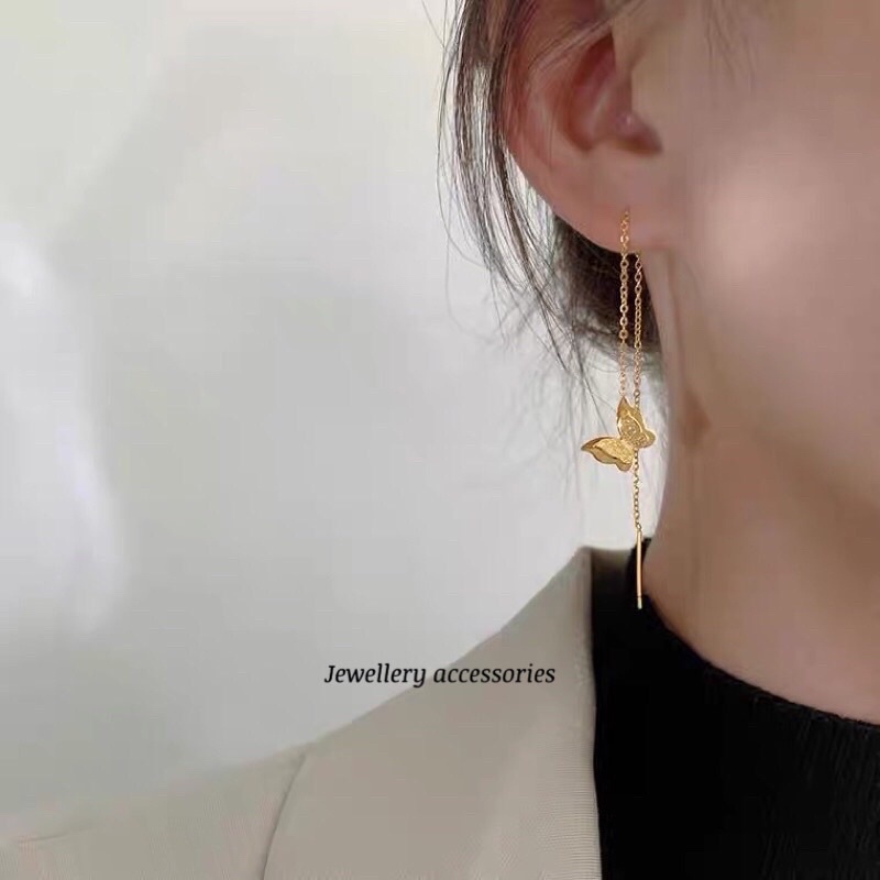 Anting Titanium Premium Korea Style Kupu Kupu Bola Love Vintage Fashion