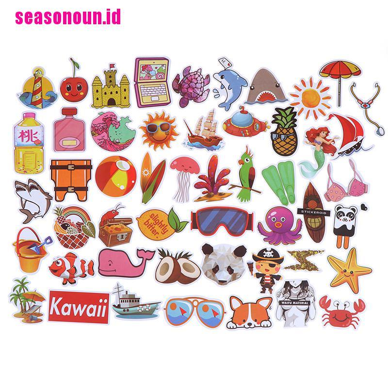 50 Pcs Stiker Motif Kartun Untuk Laptop Koper Gitar Dan Sepeda