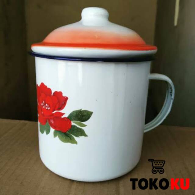 IDEAL MUG JADUL 10 CM MUG SENG/CANGKIR TUTUP JADUL/MUG ENAMEL/MUG KALENG