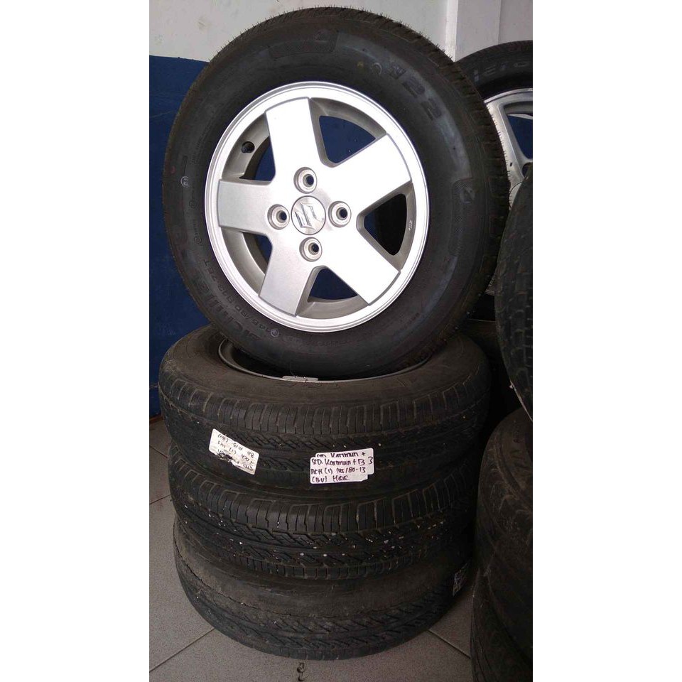 Velg Bekas Mobil KARIMUN R 13X5 Hole 4X100 ET45 SILVER ( VELG ONLY GX SAMA BAN )