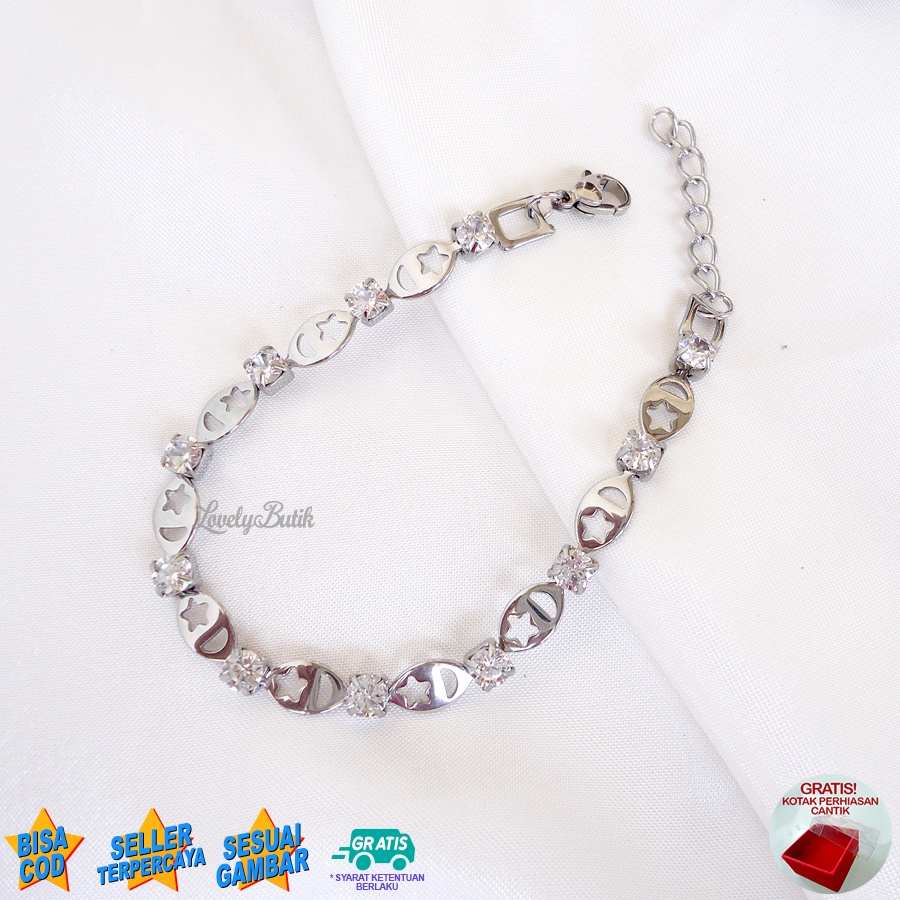 Lovelybutik - Gelang Tangan Titanium Asli Anti Karat dan Luntur Dahli4 Gelang Titanium Wanita Model Terbaru BONUS KOTAK PERHIASAN