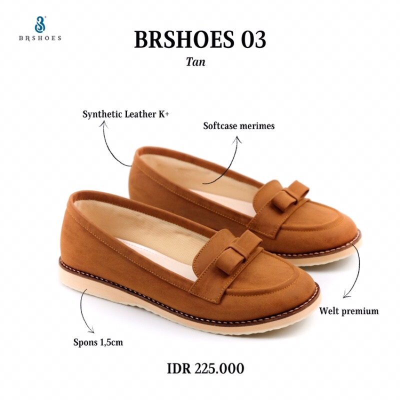 [SIAP KIRIM] BRShoes3 Tan Sepatu Kerja Casual Flat Wanita