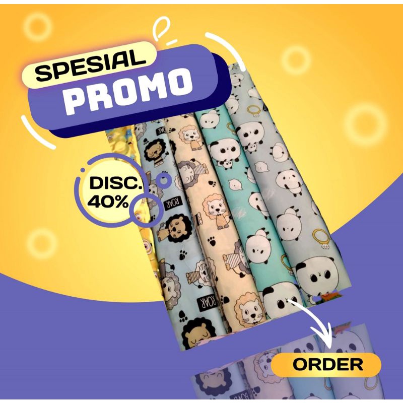 Kain Bahan  Piyama Sprei Disperse Gorden Katun Mikrotex Motif Karakter Kartun Anak Doraemon Meteran