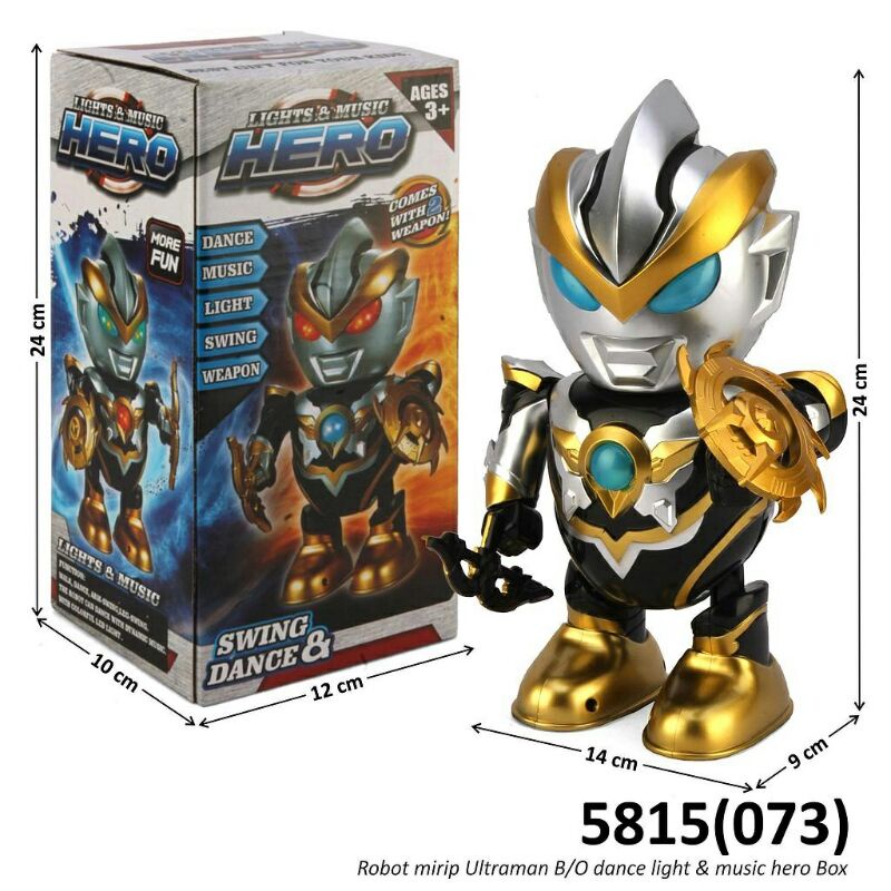 Dance Hero Ultraman Mainan Robot Superhero Menari Ada Lampu &amp; Musik