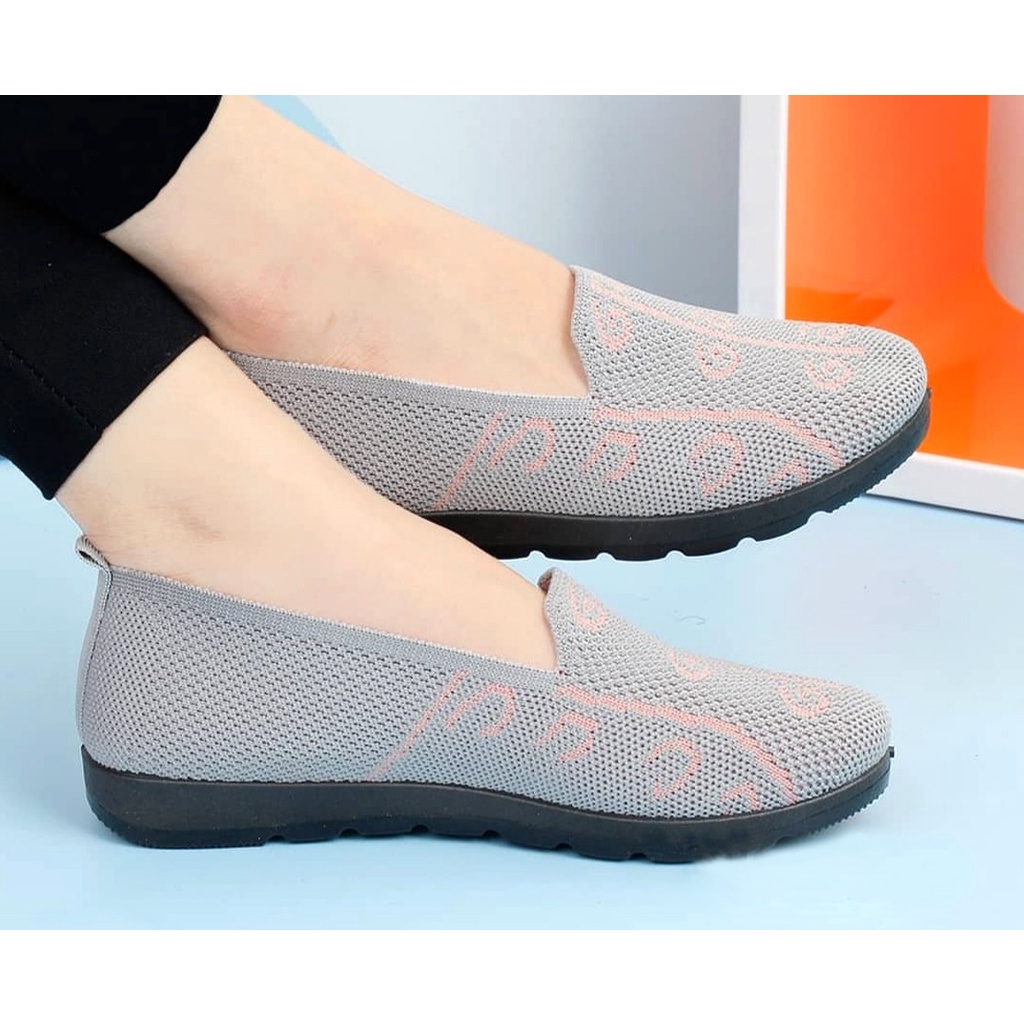 MP STORE - SEPATU SENDAL WANITA BAHAN RAJUT SIMPEL KEKINIAN WARNA MAROON PINK HITAM ABU TL 02