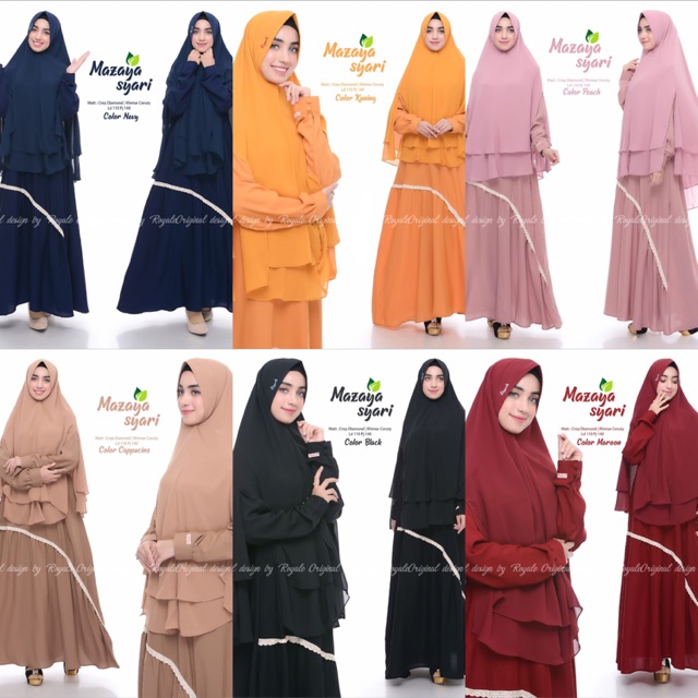 MAZAYA syari set gamis dress maxi longdress busui khimar royale