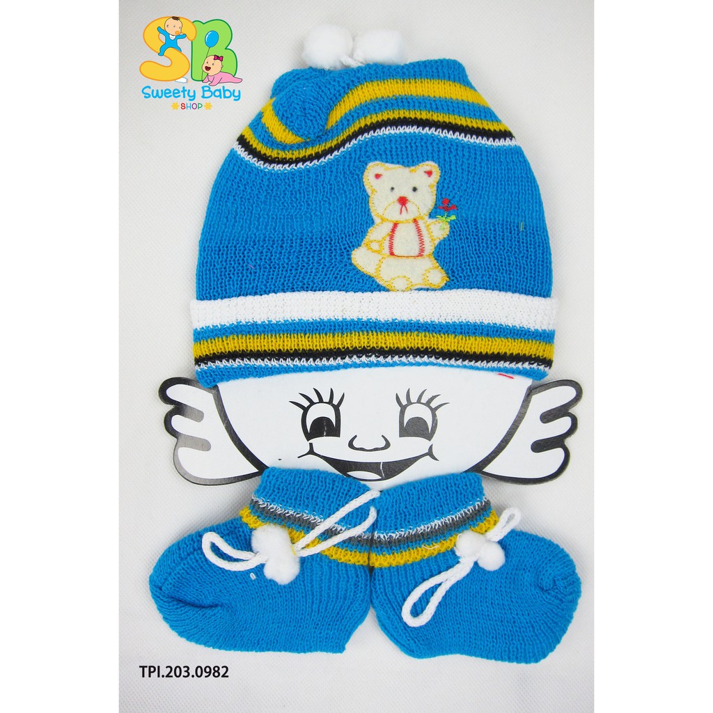 Topi Bayi Set Kupluk Bordir Unisex / Topi Kupluk Rajut Bayi Set Lucu Unisex