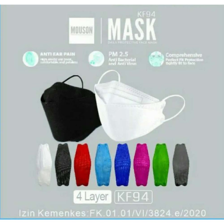 MIISOO KN95 - Duckbill Disposable Protective Mask 3D - Mouson KN 94 4ply / Masker Medis Kesehatan