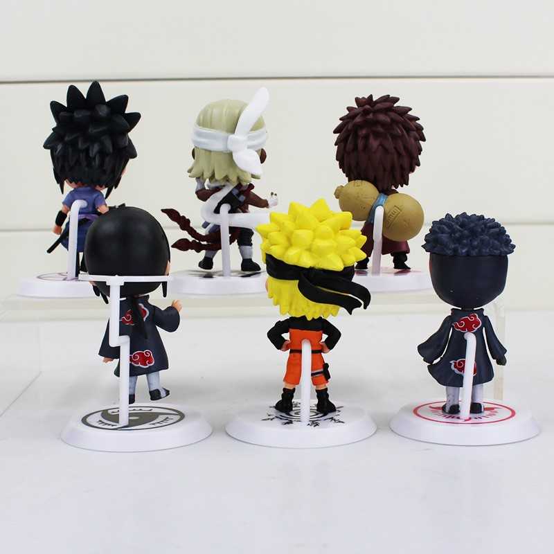 Action Figure Anime Naruto Set Itachi  6 PCS / Miniatur Naruto Sasuke, Sakura, Kakashi, Gaara, Itachi Uchiha, Zabuza, Haku, Tobi, Killer Bee Kurama Pajangan Set Figur Figure / Patung Naruto / Mainan Naruto Sasuke Mini / Naruto Figure Action Pvc Original