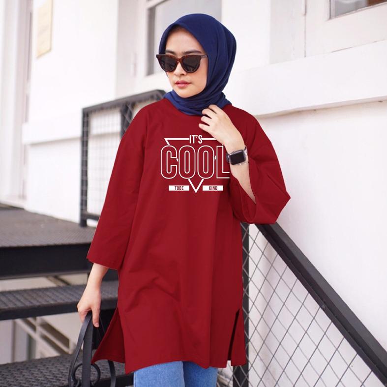 KAOS OVERSIZE TOP HIJAB WANITA BASIC COOL / OVERSIZE SLIT BLOUSE