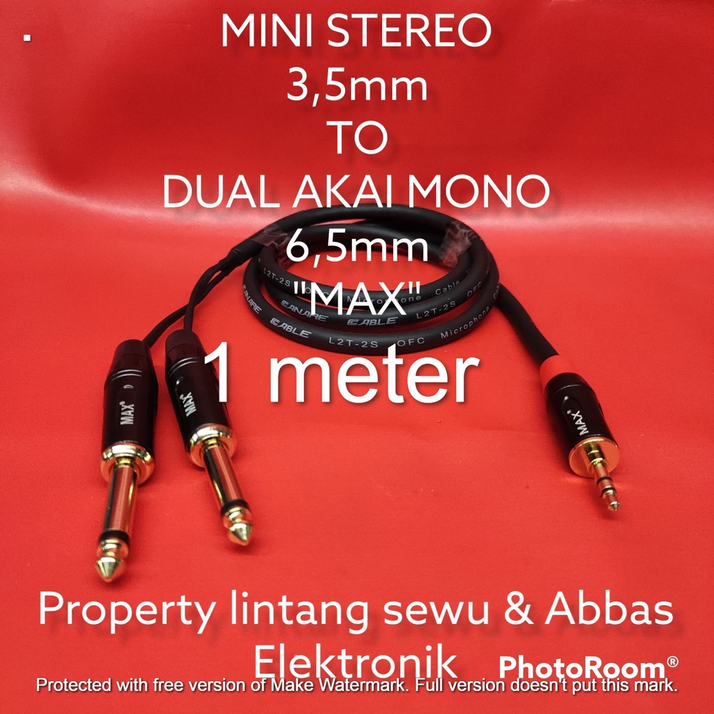 KABEL JEK MINI STEREO 3.5MM TO DUAL AKAI 6.5MM MAX 1 METER