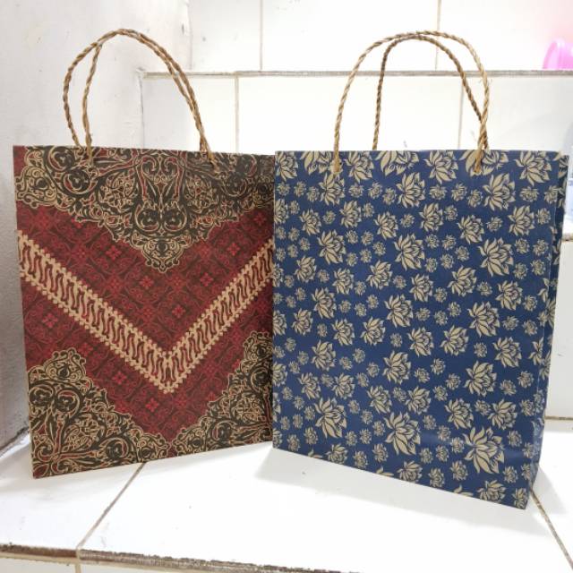 Paper bag motif batik uk 25 x 21x8 cm  / lusinan  Paper bag polos coklat / paperbag BATIK / tas kertas murahbATIK