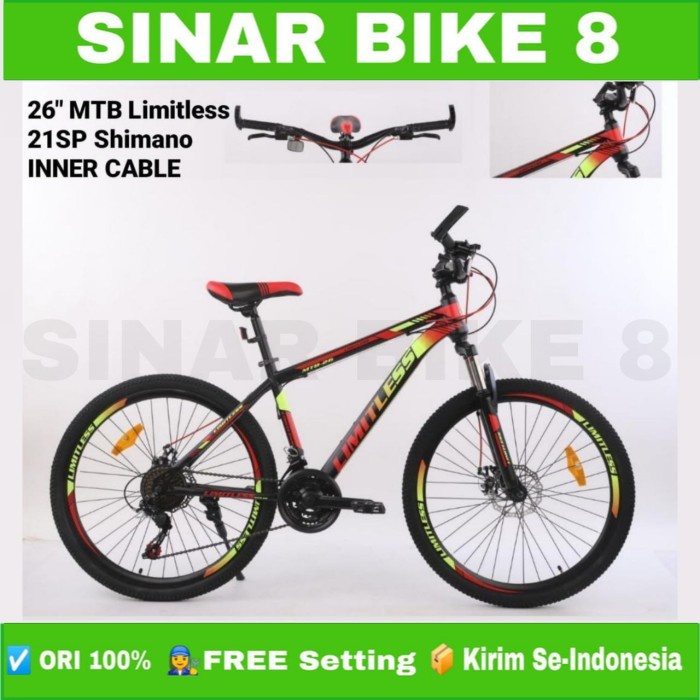 Sepeda Gunung MTB LIMITLESS 3x7 Ukuran 26 Inch 21 Speed Shimano Rem Cakram