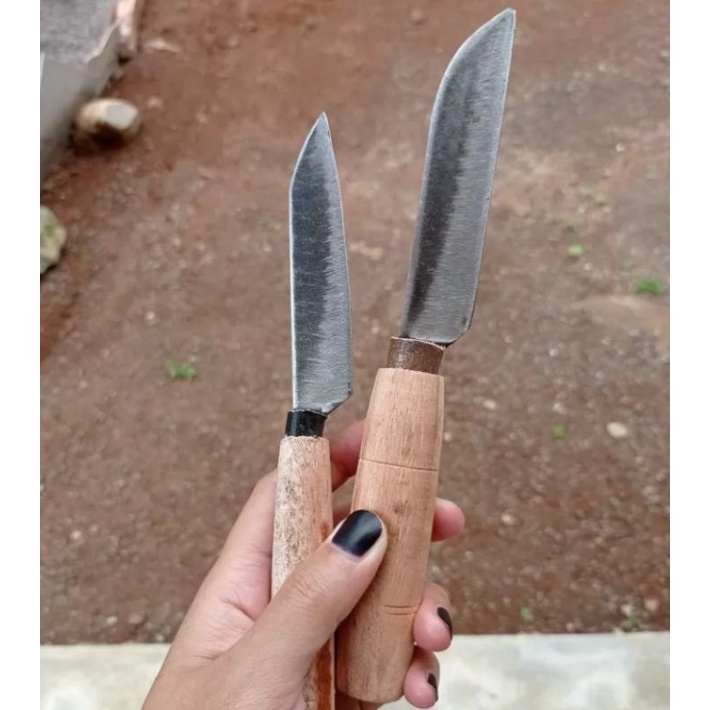 PISAU DAPUR PLAT BAJA UKURAN 25 CM GAGANG KAYU BULAT