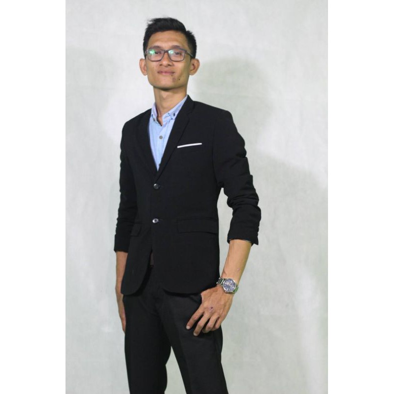 Premium Jas Pria Hitam Jas Nikah Jas Wisuda Jas Pernikahan Jas Formal Hitam