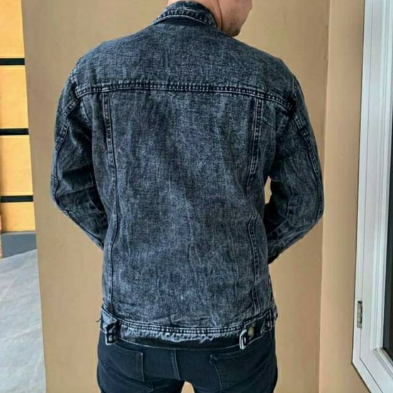 Jaket Jeans Pria SandWash Hitam | Jaket Denim Pria SandWash Hitam