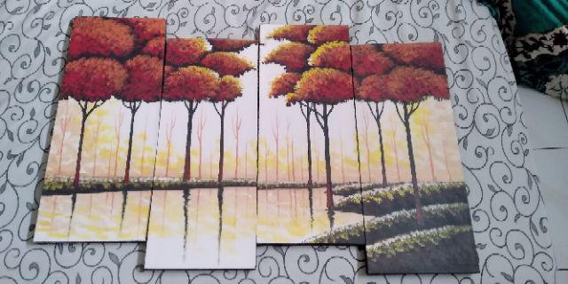 Lukisan Pemandangan 4 Kanvas - Hiasan Dinding Dekorasi Rumah