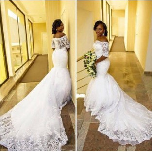 Wedding dress/gaun pernikahan Mermaid ekor LENGKAPIN