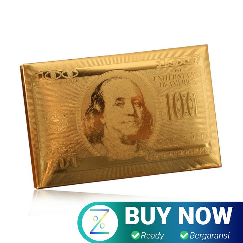 Kartu Remi Poker Lapisan Gold Foil Motif Dollar - THKK9273A - Golden