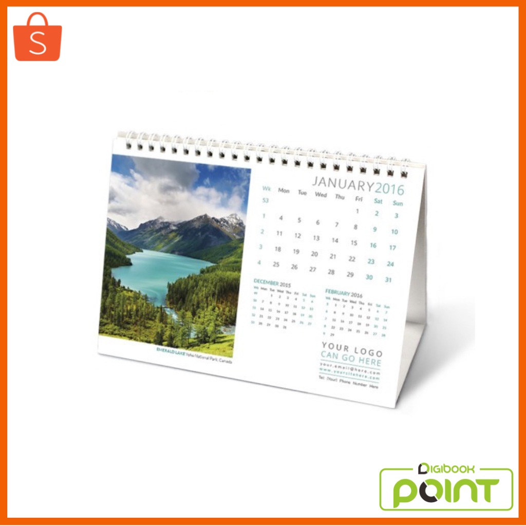 

Kalender Meja Custom Tahun 2024 Penyangga Duplex Isi14 Lembar 2 Muka