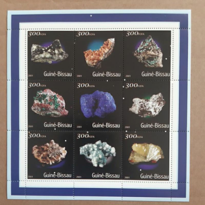 

Perangko Guine Bissau minerals batu permata sheet 9 prangko