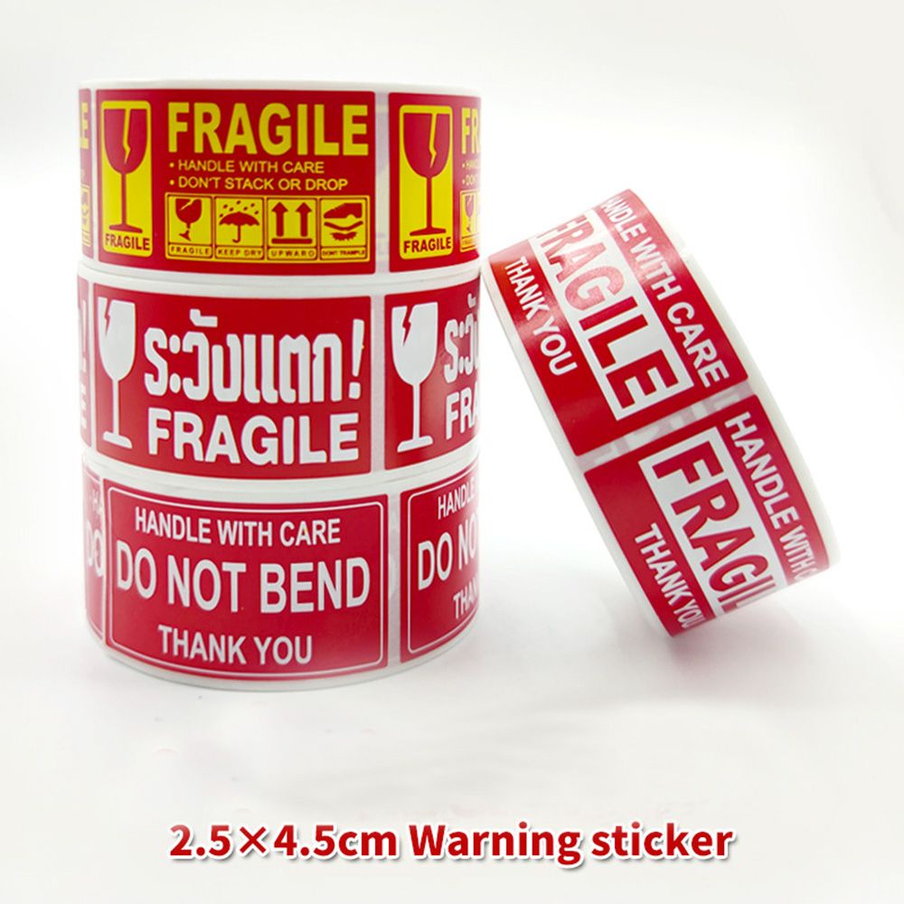FRAGILE Handle With Care Labels Small Stickers-Black/Red 