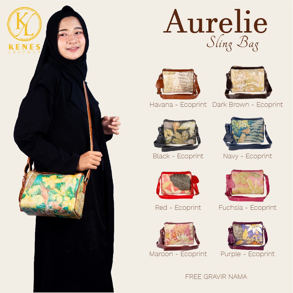 Tas Kulit Asli Murah Sling Bag - AURELLIE ECOPRINT- Kenes Leather