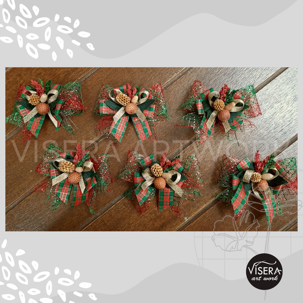 

Simple Festivity Package 2-5pcs Handmade Christmas Hampers Bow Christmas Gift Bow Paket Pita Hampers Natal Pita Kado Natal