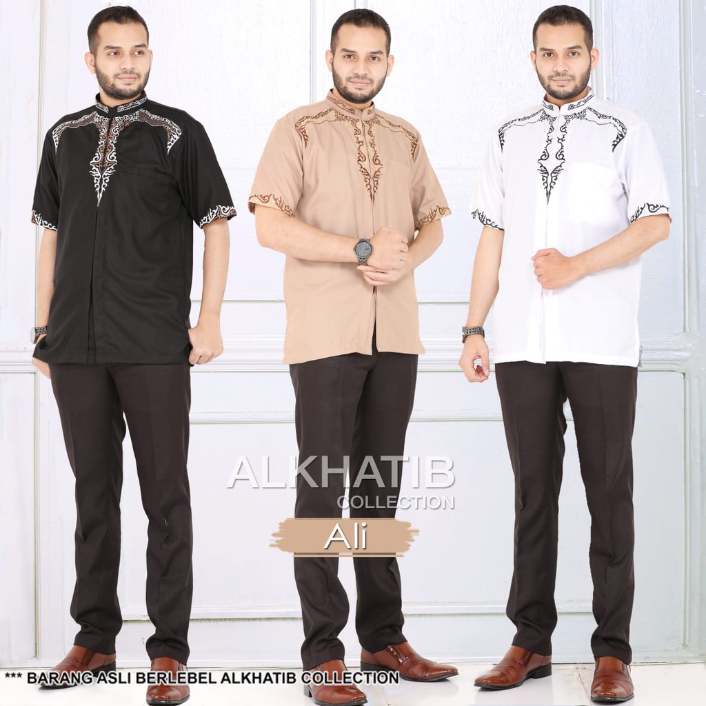 ALKHATIB COLLECTION BAJU KOKO ALI KATUN BORDIR LENGAN PENDEK S M L XL XXL XXXL