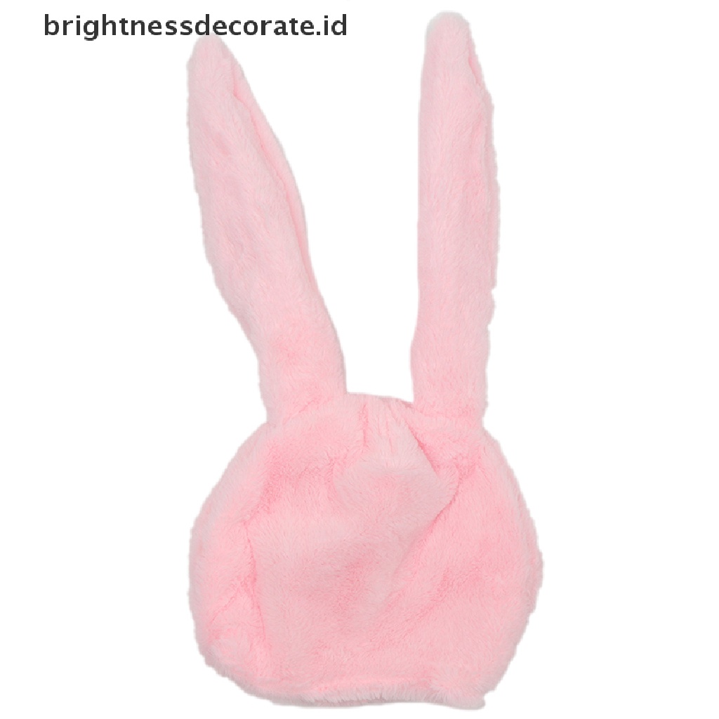 Topi Desain Telinga Kelinci Bahan Plush Untuk Anak Perempuan