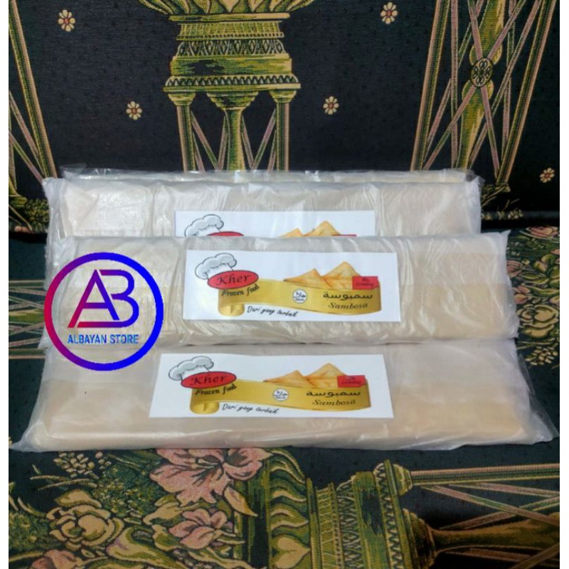 

Kulit Sambosa Besar isi 25 Lembar Ukuran 7×30 cm / kulit Samosa super