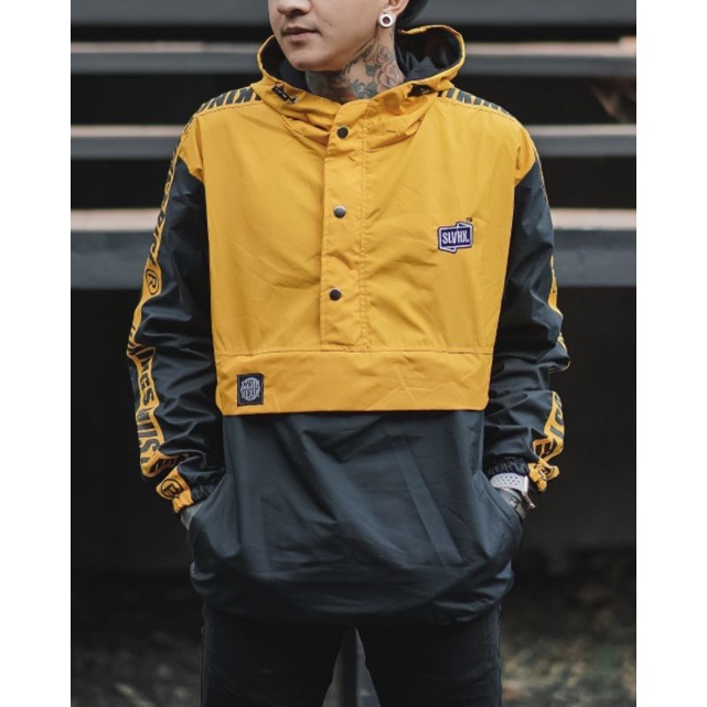 JAKET PRIA-JAKET CAGOULE PRIA MURAH-JAKET SALVIO HEXIA-JAKET ORIGINAL-JAKET DISTRO-JAKET PARASIT-Jaket Cagoule Pria-KUNING HITAM SLVX