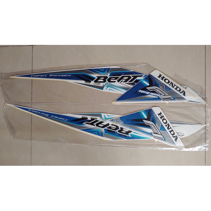 Stiker Bodi &amp; Lis Body &amp; Striping Beat Fi 2015 Putih Biru