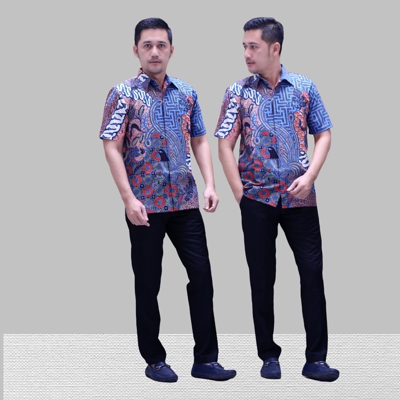 BATIK SLIMFIT LENGAN PENDEK BIRU