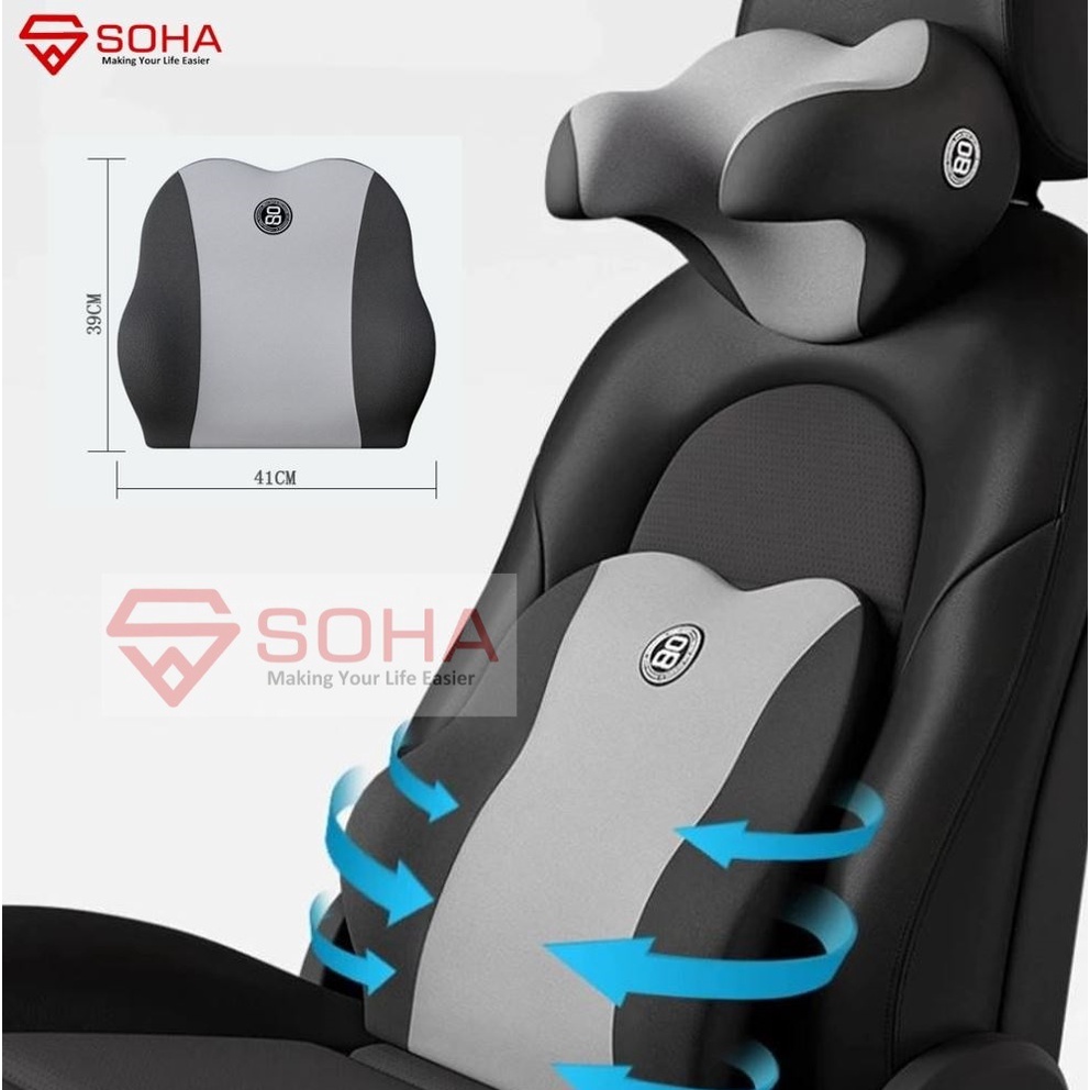 AM-02 SOHA Backrest Bantal Punggung Anti Pegal Sandaran Kursi Mobil Bahan Busa Lumbar Memory Kapas