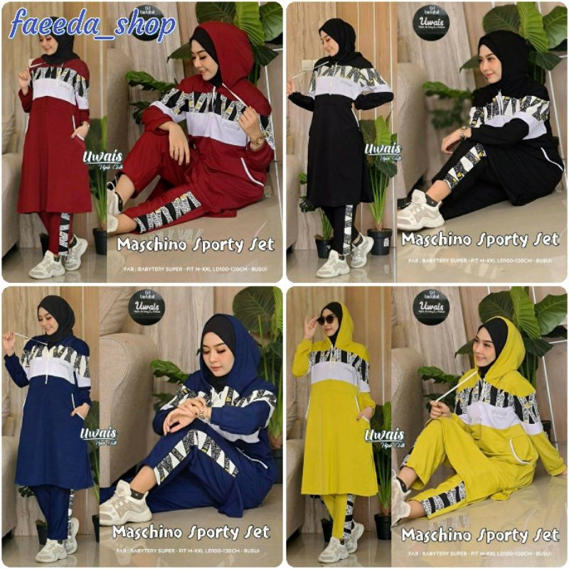 SETELAN CANTIK BEST SELLER WANITA MUSLIMAH MODERN TERBARU MURAH 2021 MASCHINO SET BY UWAIS