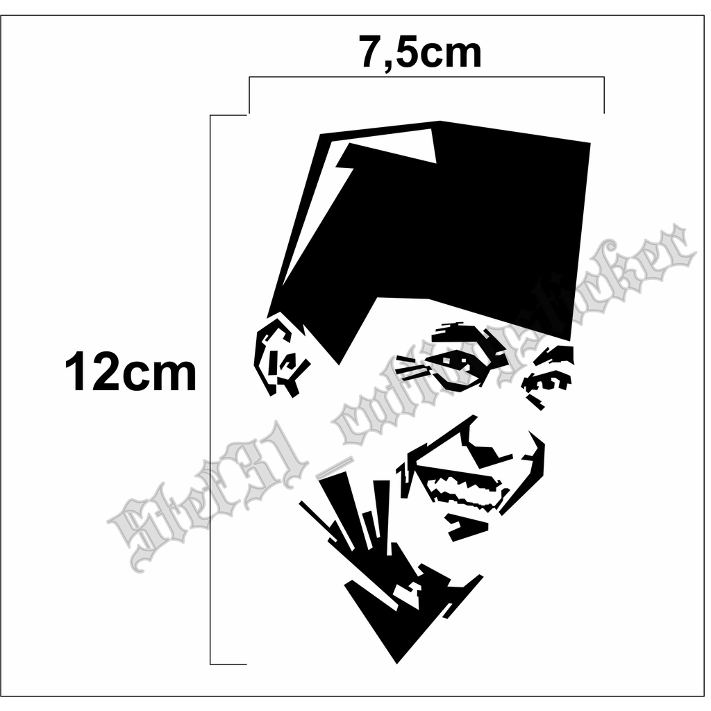 

Stiker cutting sketsa wajah soekarno, sticker soekarno