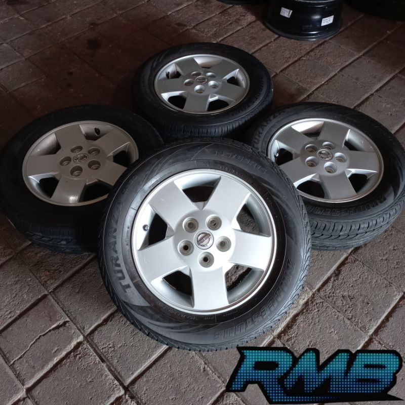 VELG MOBIL BEKAS STANDAR NISSAN SERENA RING 15 PCD 5X114 + BAN DUNLOP 195/65 R15 PNP APV LUXIO GRAND