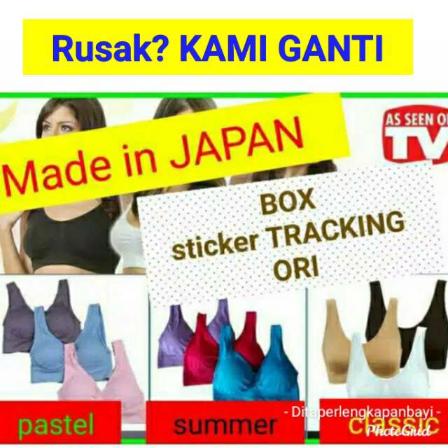 (ADA STICKER TRACKING) MADE IN JAPAN Genie Bra sport 1 box isi 3  Pastel Summer Classic Bra menyusui