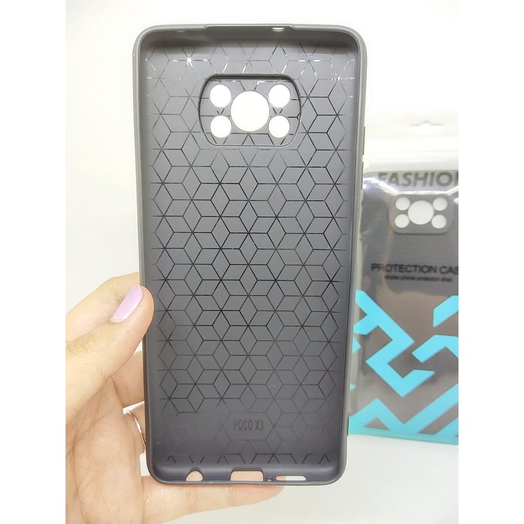 Softcase LUXURY CASE Real Fiber Xiaomi Poco M4 PRO 4G / Poco X3 with Pelindung Camera TPU Slim Matte