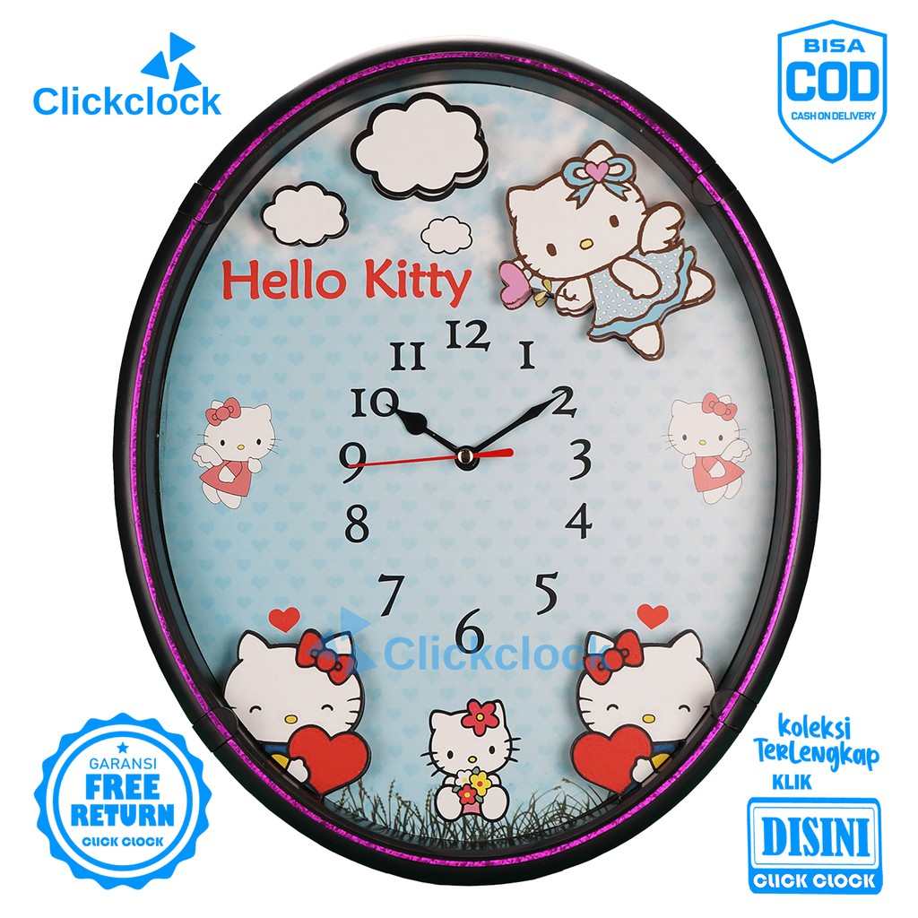Jam Dinding Quartz Karakteranak Hellokitty Esa 548 Karakter Besar Dekorasi Rumah Murah