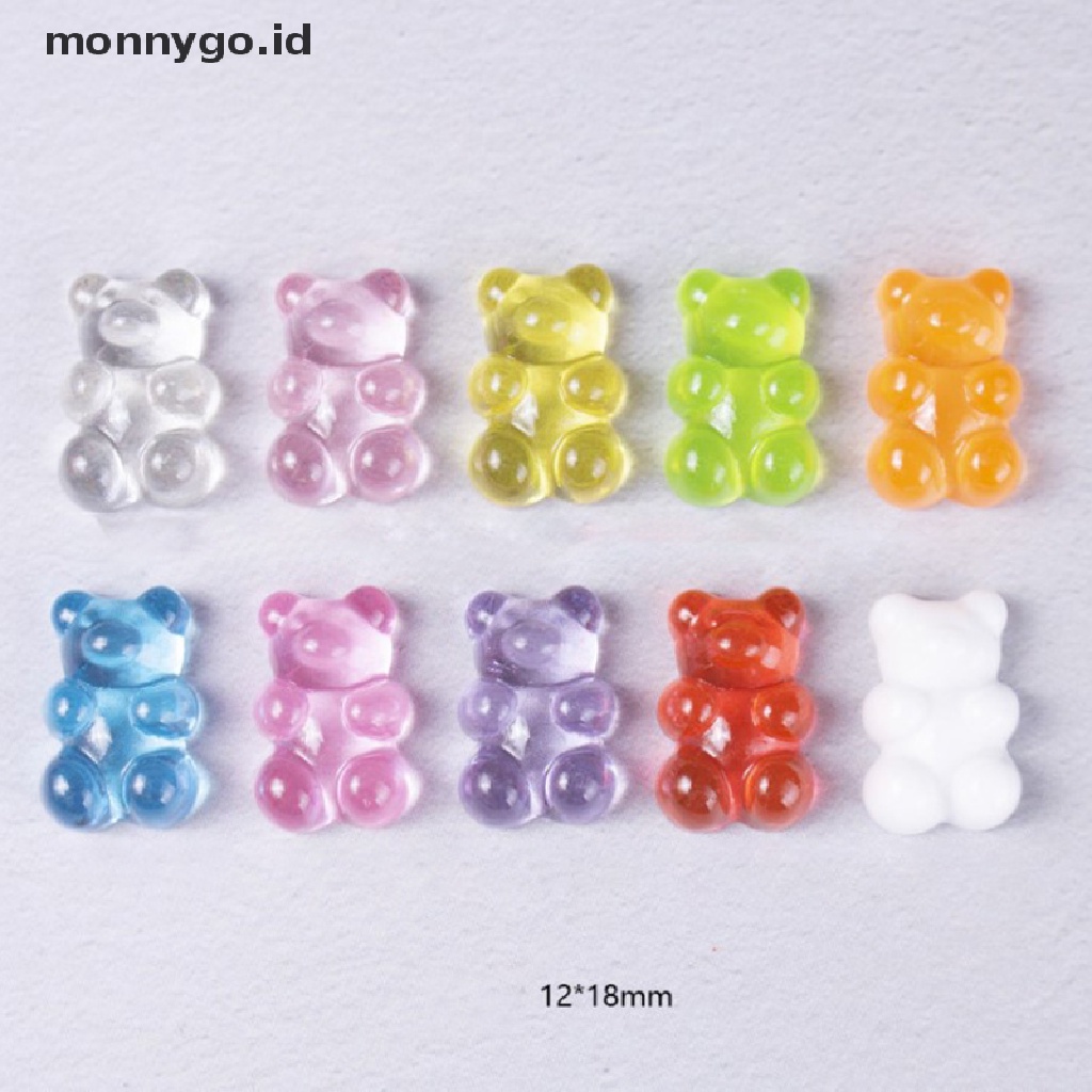 50X Resin Cute Bear Mixed Color Charms Pendant DIY Keychain Making Necklace 