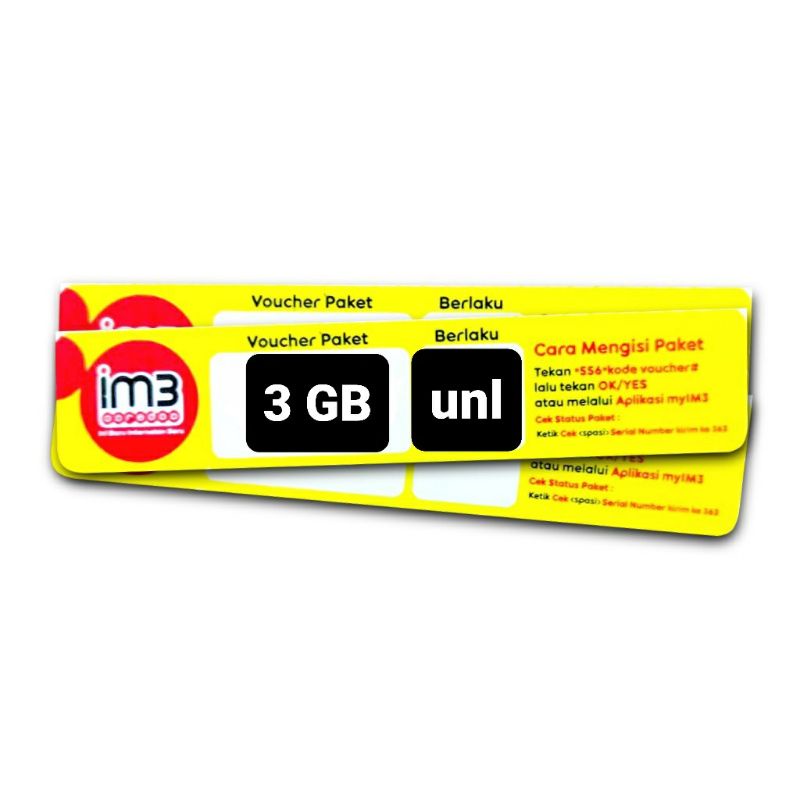 Voucher Kuota Indosat 3 GB Unlimited