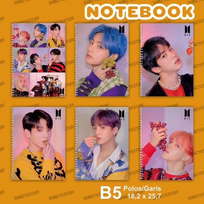 

Notebook B5 18,2x26 cm KPOP BTS Jimin Jungkook Jin Rap Monster Seri 1