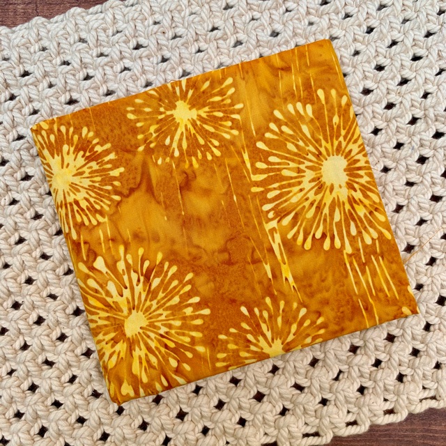 Perca kain katun batik bali - batik smoke - kunyit