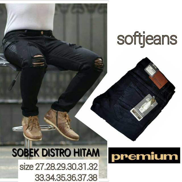 Celana jeans pria sobek lutut robek ripped destroy premium bioblitz bio blitz size 27-332 cut knee