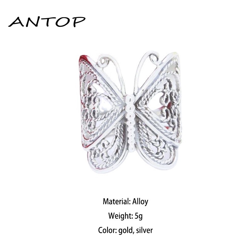 Cincin Ukiran Butterfly Gaya Retro Vintage Eropa Dan Amerika