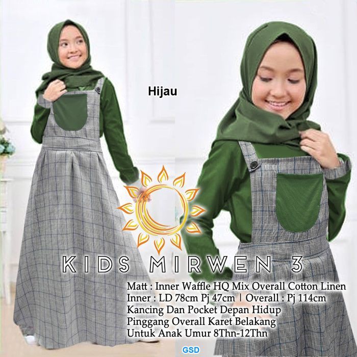 Gamis Overall Anak Tanggung/Baju Muslim Anak Perempuan-Kids Mirwen