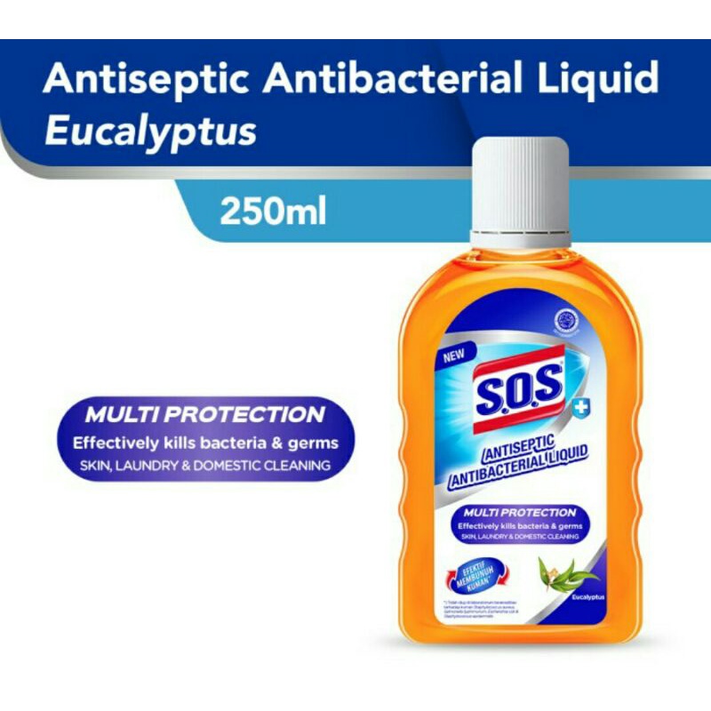 Jual SOS Antiseptic Antibakterial Liquid 250 ml Shopee Indonesia